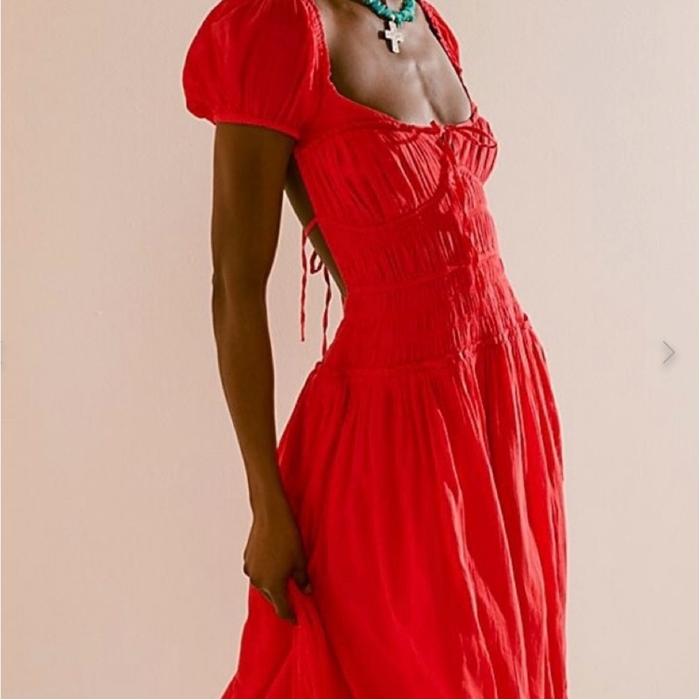 Free People Feeling Bonita Taking sides red maxi dress NWOT